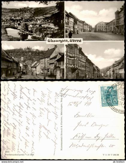 Ansichtskarte Wasungen DDR Mehrbildkarte mit 4 Ortsansichten 1961/1959