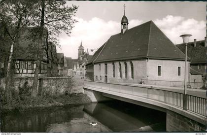 Weil der Stadt Fluss Brücke Würm Partie Spitalkapelle Stadtkirche 1960