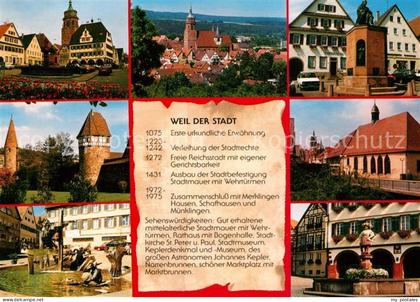 Weil der Stadt Rathaus Kirche Brunnen Turm Ortsmotive