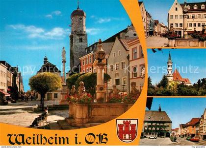 Weilheim Oberbayern Marktplatz Brunnen Kirche Innenstadt