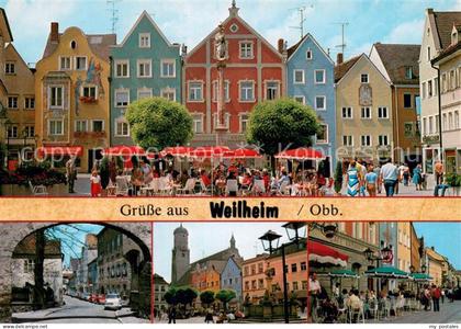 Weilheim Oberbayern Marktplatz Stadttor Strassencafe