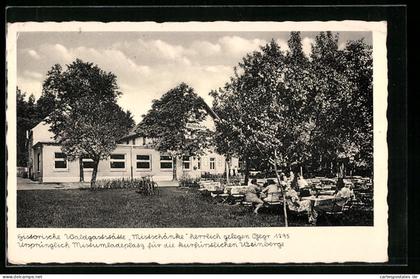 AK Weinböhla, Historische Waldgaststätte Mistschänke mit Garten