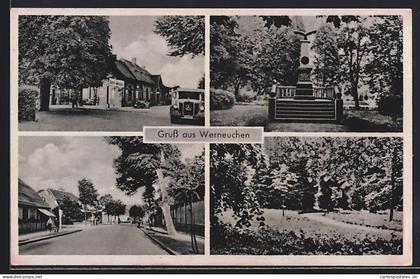 AK Werneuchen, Denkmal, Strassenpartie, Park