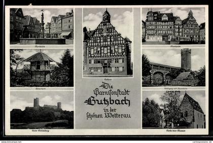 AK Butzbach in der Wetterau, Rathaus, Wehrgang mit Hexenturm, Römerturm