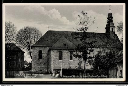 AK Dorn-Assenheim /Wetterau, Kirche, Kriegerdenkmal, Schule