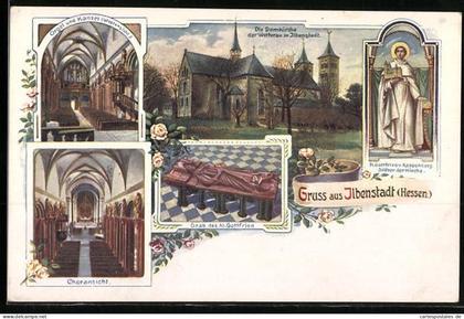 AK Ilbenstadt /Hessen, Domkirche der Wetterau mit Chor und Stiftergrab