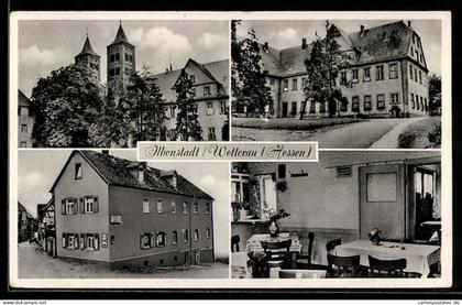 AK Ilbenstadt /Wetterau, Kirche, Gasthaus Zur goldenen Wetterau, Bes. E.-K. Röder