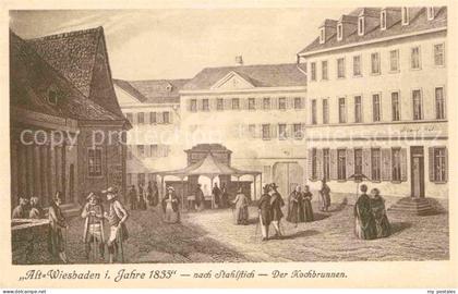 Wiesbaden Alt Wiesbaden 1835 Kochbrunnen nach Stahlstich