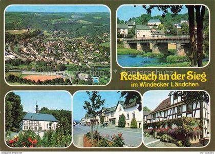 Rosbach Sieg Windeck NRW Fliegeraufnahme Siegbruecke Kirche Strasse Fachwerkhaus