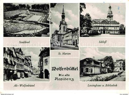 Wolfenbuettel St. Marien Schloss Stadtbad Alt-Wolfenbuettel Lessinghaus und Bibl