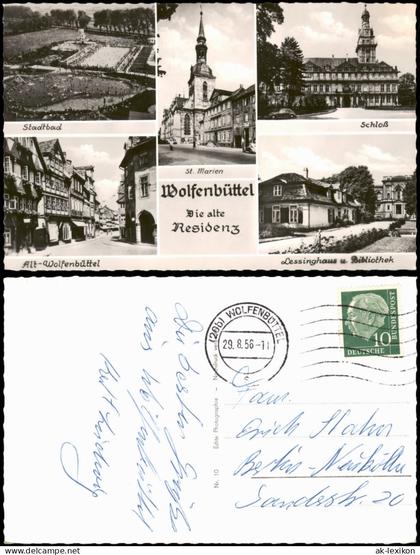 Wolfenbüttel Mehrbild-AK Stadtbad Schloß Die alte Residenz Alt-Wolfenbüttel 1956