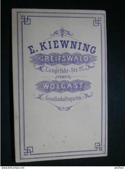 E. Kiewning in Wolgast / Greifswald , ca. 1890 , Adel , Kabinettfoto , CDV !!