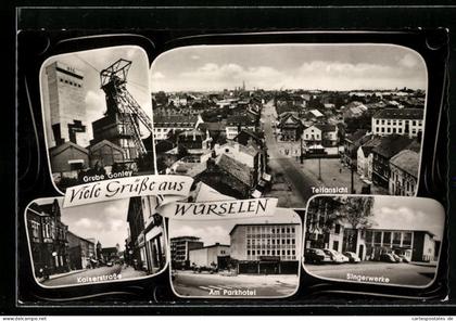 AK Würselen, Teilansicht, Grube Gonley, Kaiserstrasse, am Parkhotel, Singerwerke