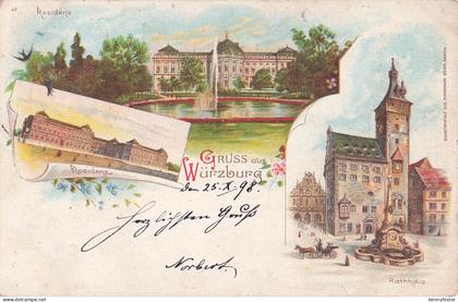 AK / Ansichtskarte Wuerzburg Rathaus Residenz Kat. Wuerzburg