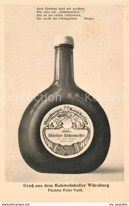 WueRZBURG Bayern Ratskeller Wuerzburg Weinflasche Roedeler Kuechenmeister