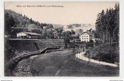 39036478 - Zoeblitz mit Blick auf den Bahnhof und Rittersberg gelaufen und Bahnpoststempel von 1915 kleiner Knick oben