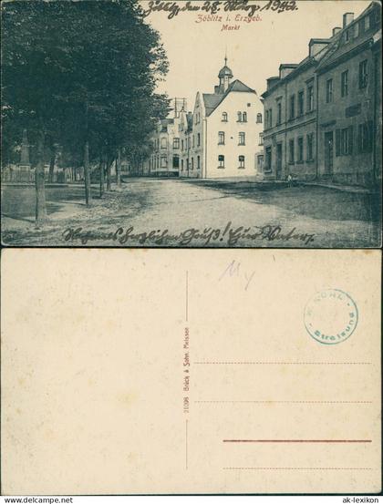Ansichtskarte Zöblitz Partie am Marktplatz 1918
