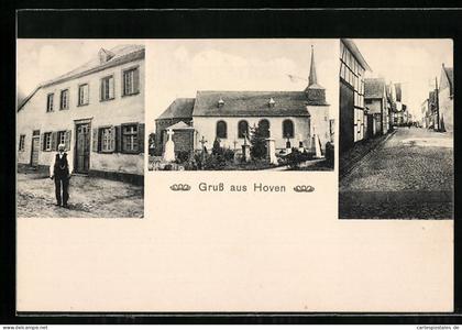 AK Hoven / Zülpich, Kirche, Strassenpartie mit Gebäudeansicht