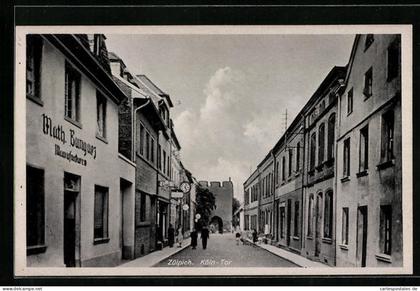 AK Zülpich, Strassenpartie mit direktem Blick zum Köln-Tor