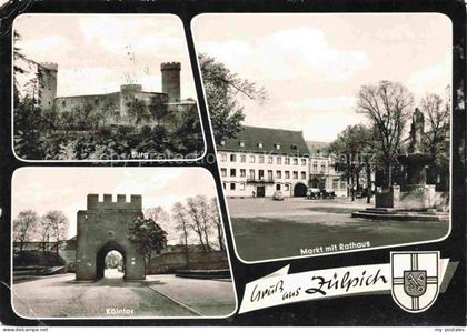 Zuelpich Euskirchen NRW Burg Markt-mit-Rathaus Koelntor Stadttor Marktplatz Denk