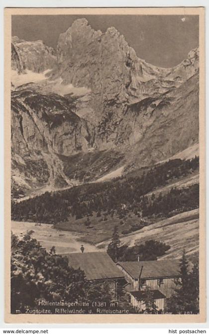 (19155) AK Höllentalangerhütte, Zugspitze, Riffelwände 1927