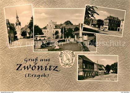 Zwoenitz Neumarkt Kirche Rathaus Markt Strasse der Befreiung Wappen