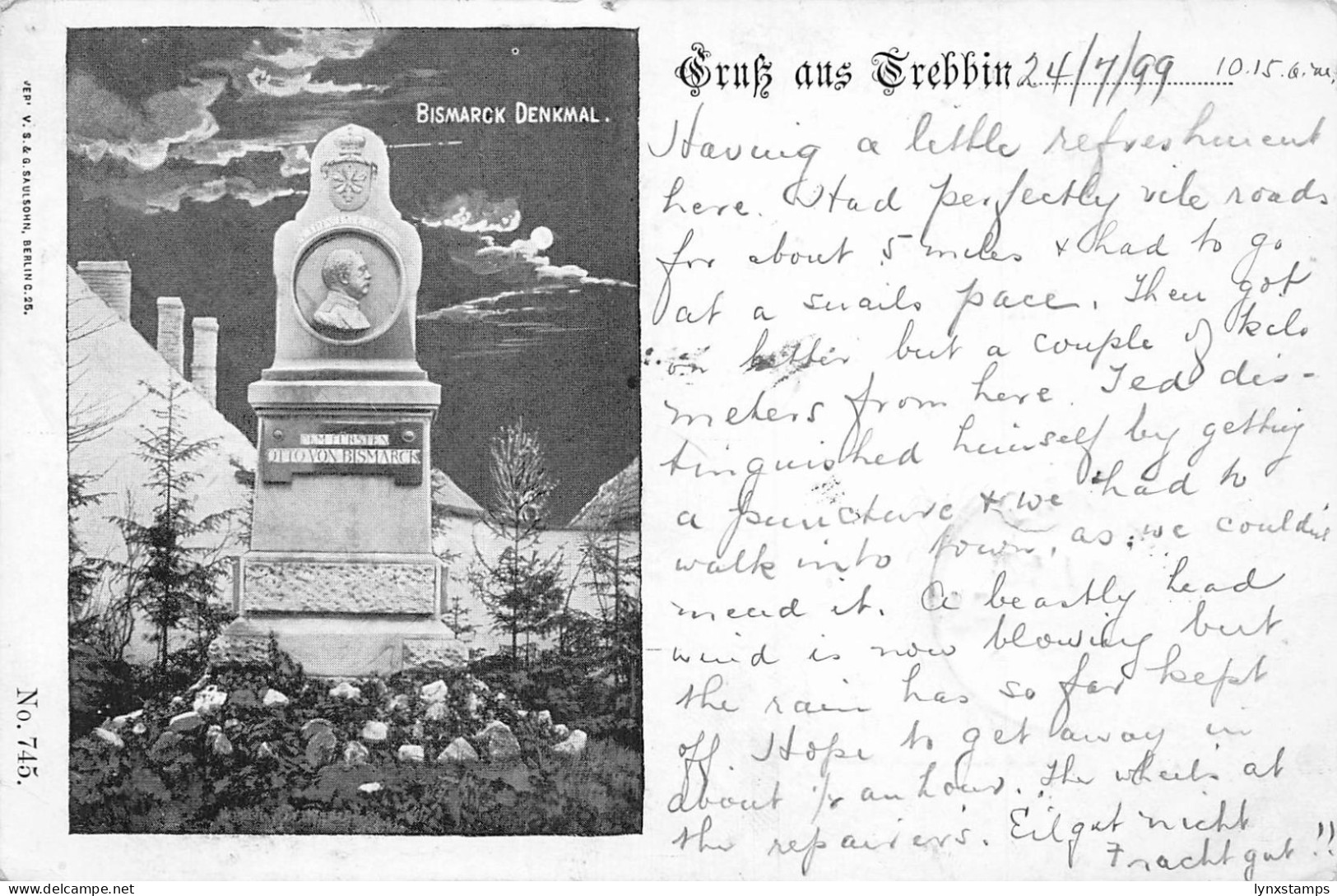 Germany 1899 Gruss aus Trebbin Bismarck Denkmal Monument postcard C311