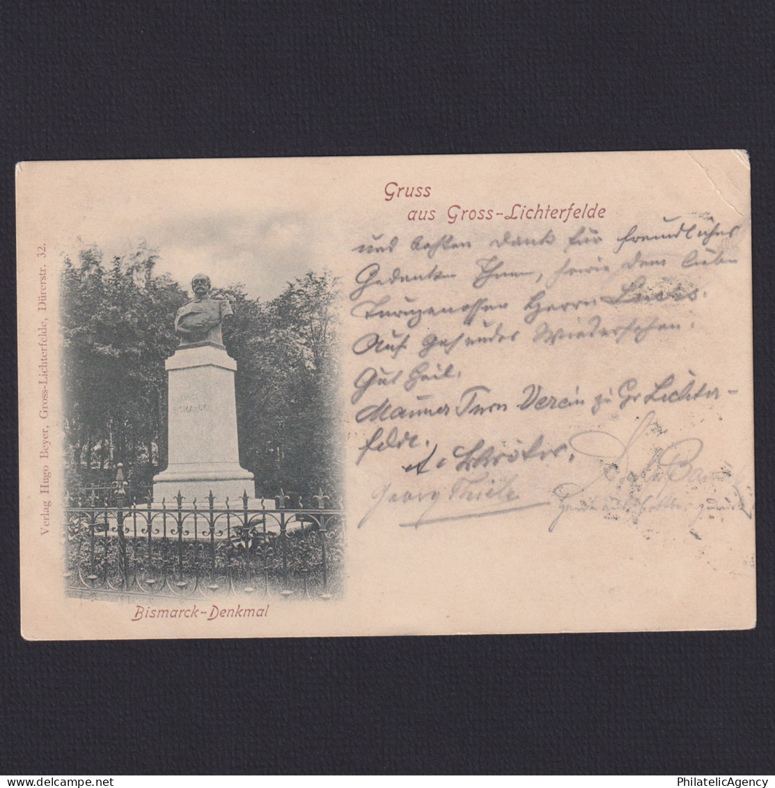 GERMANY 1899, Postcard, Berlin Bismark Statue, Railway Cancellation