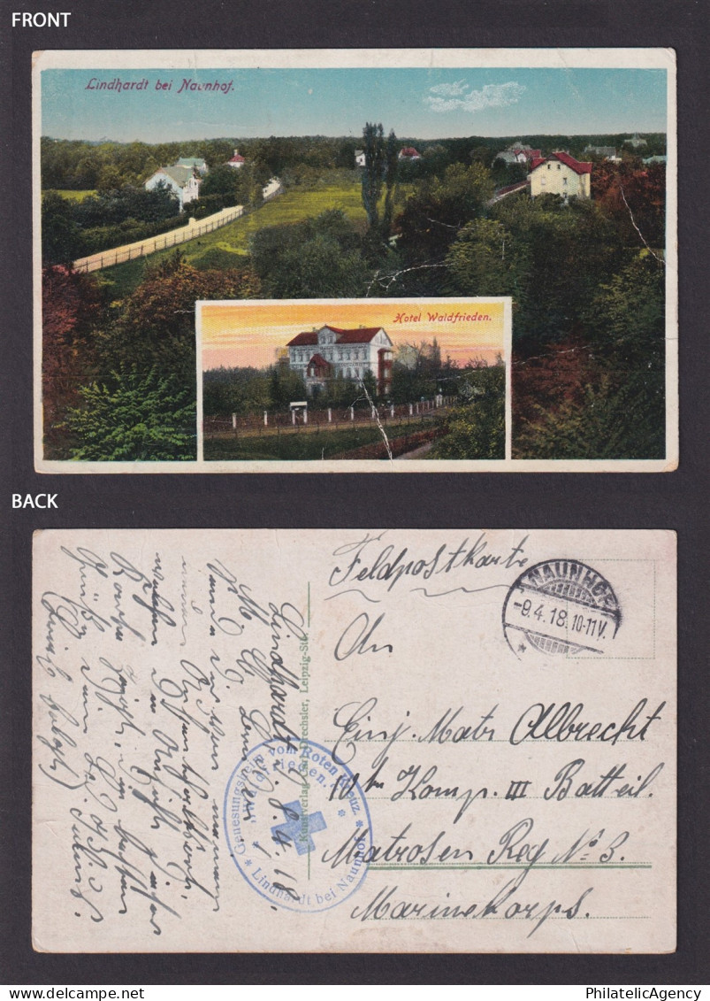 GERMANY 1918, Postcard from Naunhof Red Cross, Fieldpost, WWI