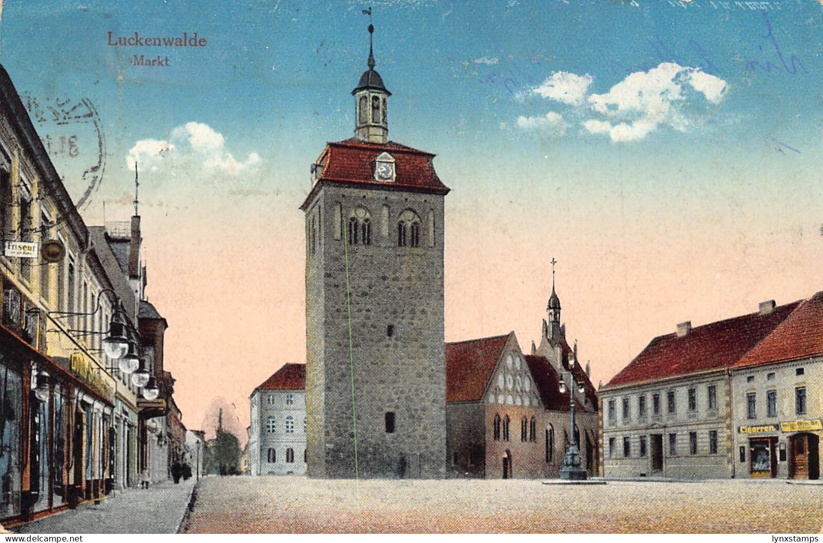 Germany 1919 Luckenwalde Market Tower Cigarren vintage postcard