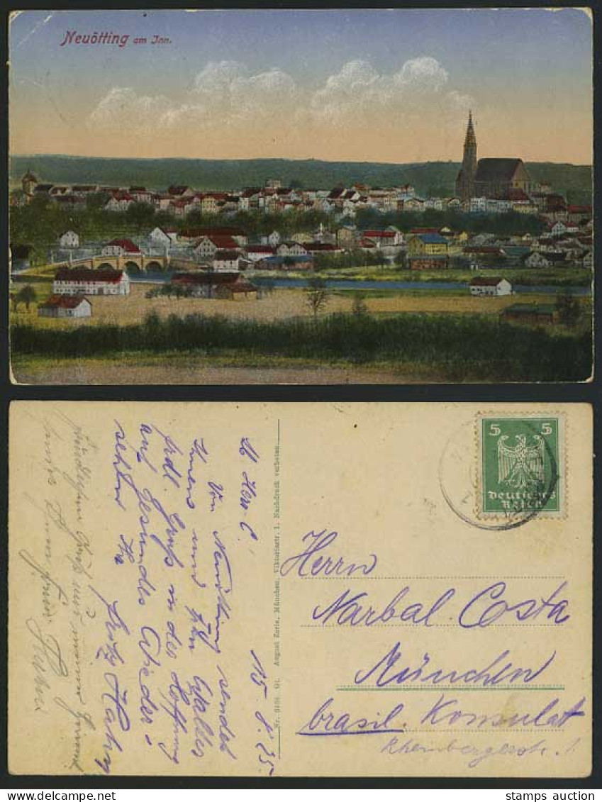 Germany 1925 Old Postcard Neuoetting Am Inn - Panorama