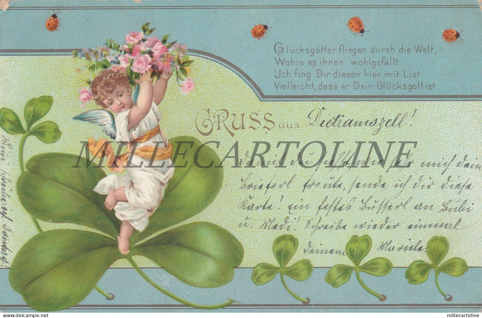 GERMANY - Gruss aus Dietramszell, Glücksgötter fliegen durch die Welt... 1900