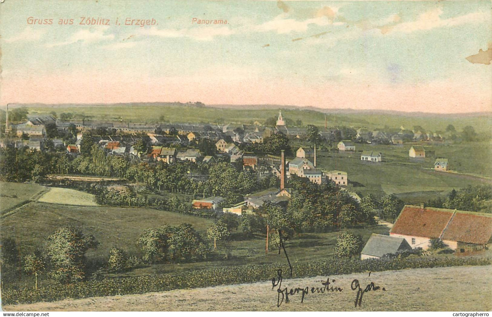 Germany Gruss aus Zoblitz im Erzgebirge panorama