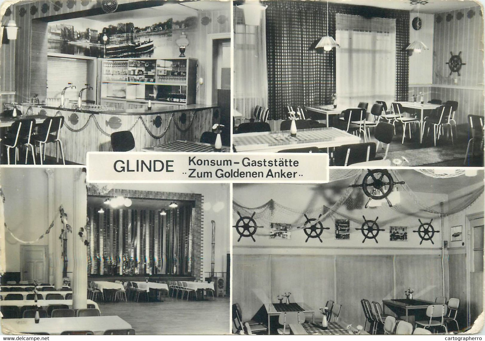 Germany postcard Glinde Konsum Gaststatte Zum Goldenen Anker multi view