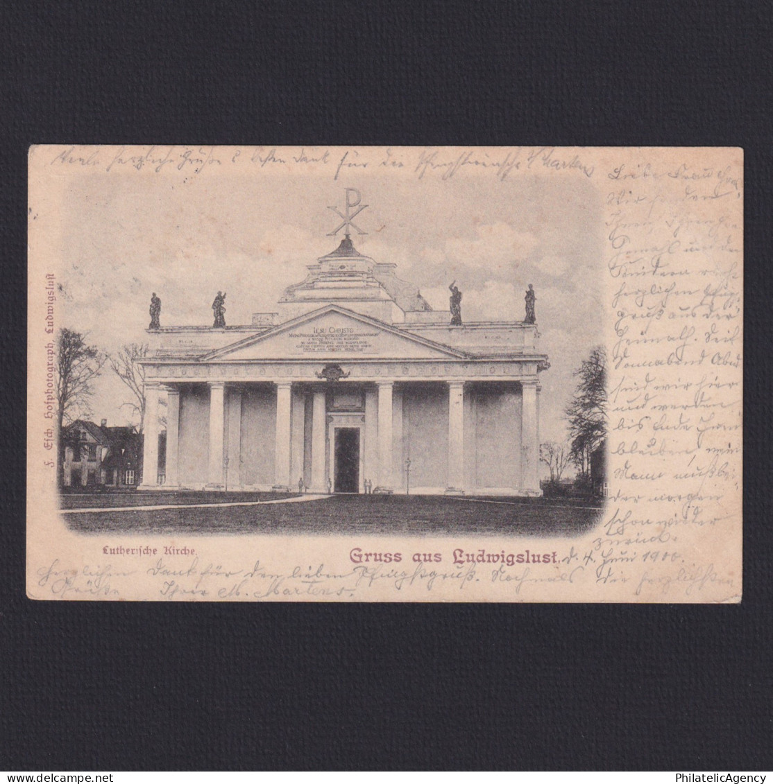 GERMANY, Postcard, Ludwigslust, the Rown Church, Railway cancellation