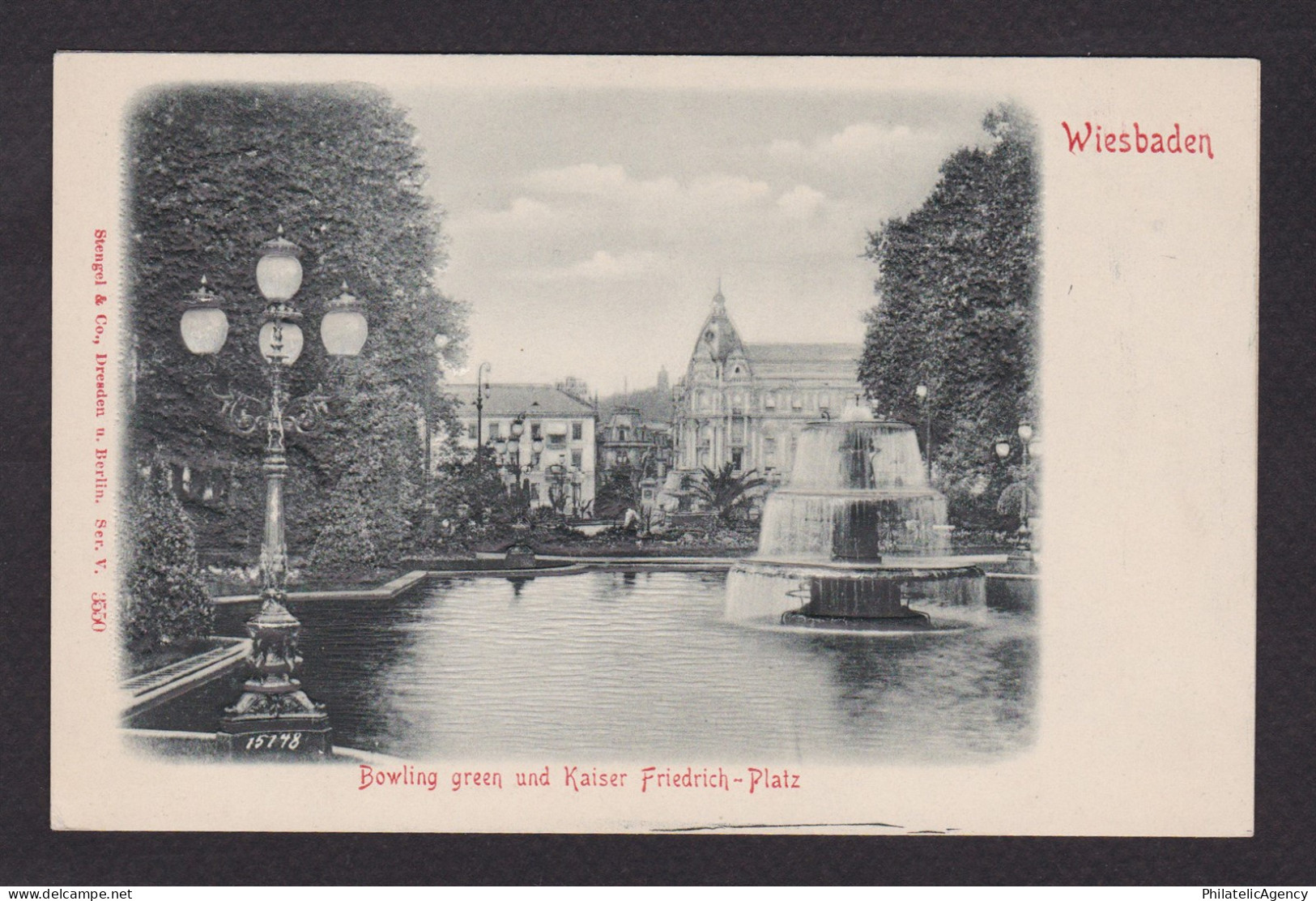GERMANY, Postcard, Wiesbaden, Bowling green and Kaiser Friedrich-Platz
