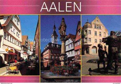 Aalen BW Marktplatz Rathaus Brunnen Skulptur Fussgaengerzone Fachwerkhaus Strass
