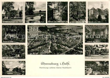 Ahrensburg Kirche Aue Schloss Bauernbruecke Schlossmuehle Fliegeraufnahme Kirche