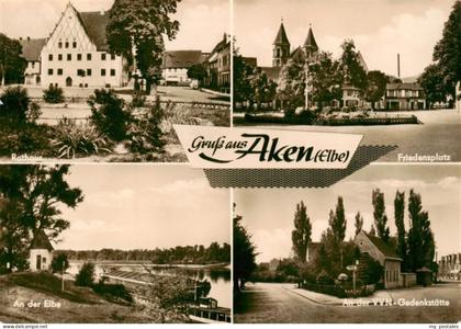 Aken Elbe Rathaus Friedensplatz Elbepartie VVN Gedenkstaette