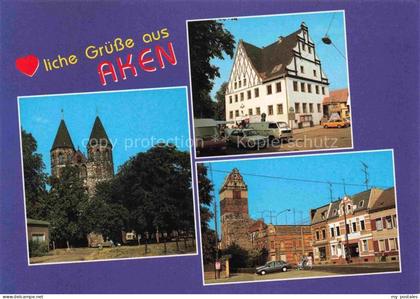 Aken Elbe Sachsen-Anhalt Kirche Rathaus Schuetzenplatz Fachwerkhaus Stadtturm St