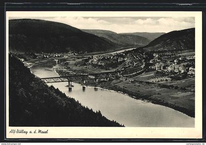AK Alf-Bullay /Mosel, Ortsansicht mit Moselbrücke aus der Vogelschau