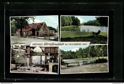 AK Allersberg /Mfr., Gasthaus Strassmühle A. Seitz mit Gastraum und Umgebung
