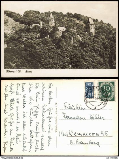 Ansichtskarte Altena Burg Altena (Fernansicht, Castle) 1953