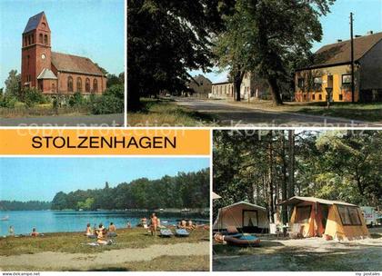 Stolzenhagen Angermuende Dorfkirche Camping Strand