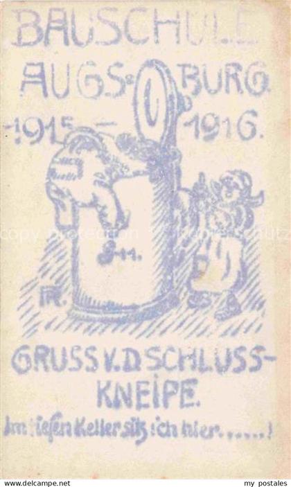 AUGSBURG  CITY Bauschule Augsburg Schlusskneipe Kuenstlerkarte