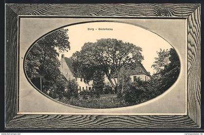 AK Bederkesa, Burg, Ortspartie mit Gasthaus, Passepartout