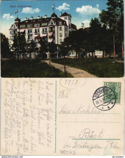 Ansichtskarte Bad Dürrheim Gebäude Ansicht 1914   gelaufen mit Stempel DÜRRHEIM