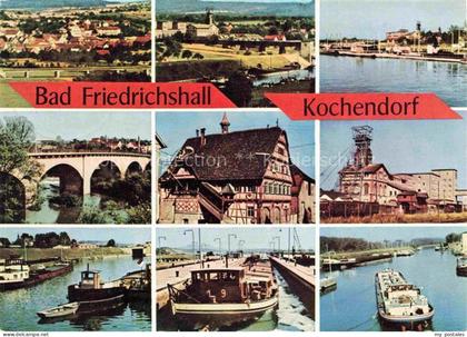 Kochendorf Bad Friedrichshall BW Panorama Teilansichten Neckar Binnenschiffahrt