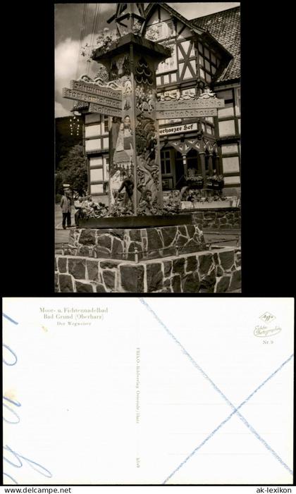 Ansichtskarte Bad Grund (Harz) Geschnitzter gestalteter Wegweiser 1961