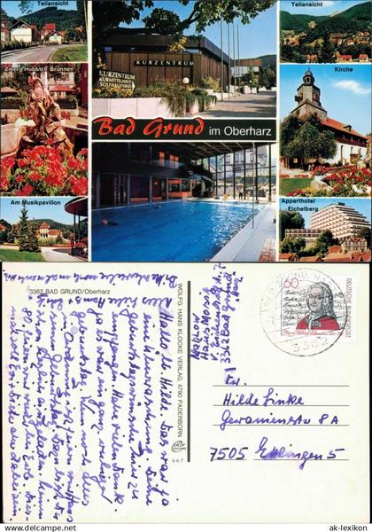 Ansichtskarte Bad Grund (Harz) Kurzentrum, Schwimmhalle, Apparthotel 1980